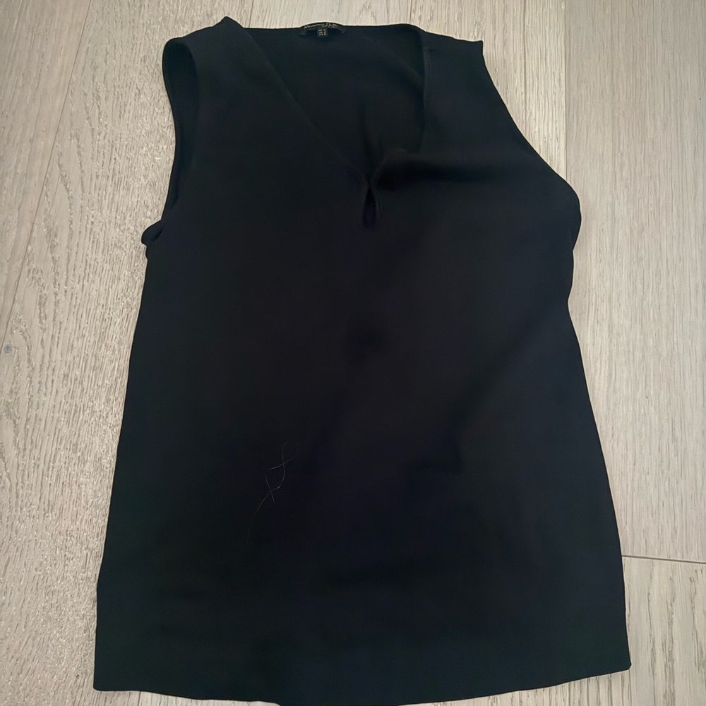 Massimo Dutti Black V-Neck Tank Top